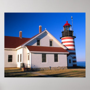 NA, USA, Maine. West Quoddy lighthouse near Poster
