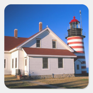 NA, USA, Maine.  West Quoddy lighthouse near Square Sticker