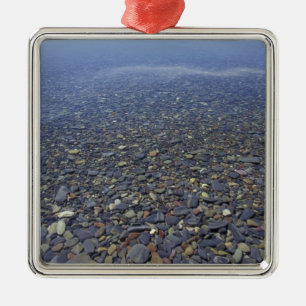 NA, USA, Montana, Glacier NP Rocks in Lake Metal Tree Decoration