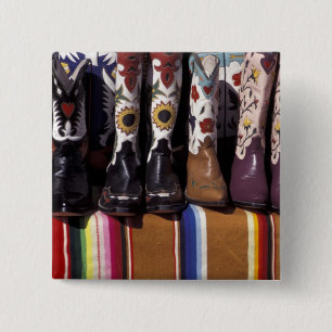 NA, USA, New Mexico, Santa Fe. Cowboy boots 15 Cm Square Badge
