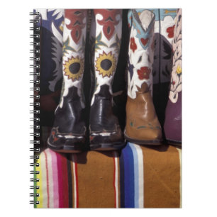 NA, USA, New Mexico, Santa Fe. Cowboy boots Spiral Notebook