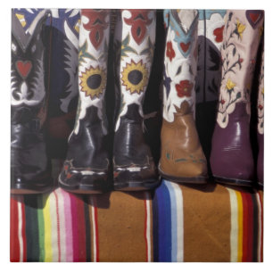 NA, USA, New Mexico, Santa Fe. Cowboy boots Tile