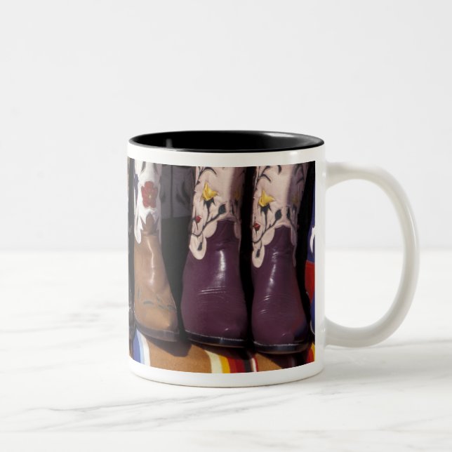 NA, USA, New Mexico, Santa Fe. Cowboy boots Two-Tone Coffee Mug (Right)