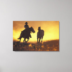 NA, USA, Oregon, Seneca, Ponderosa Ranch, Cowboy 3 Canvas Print