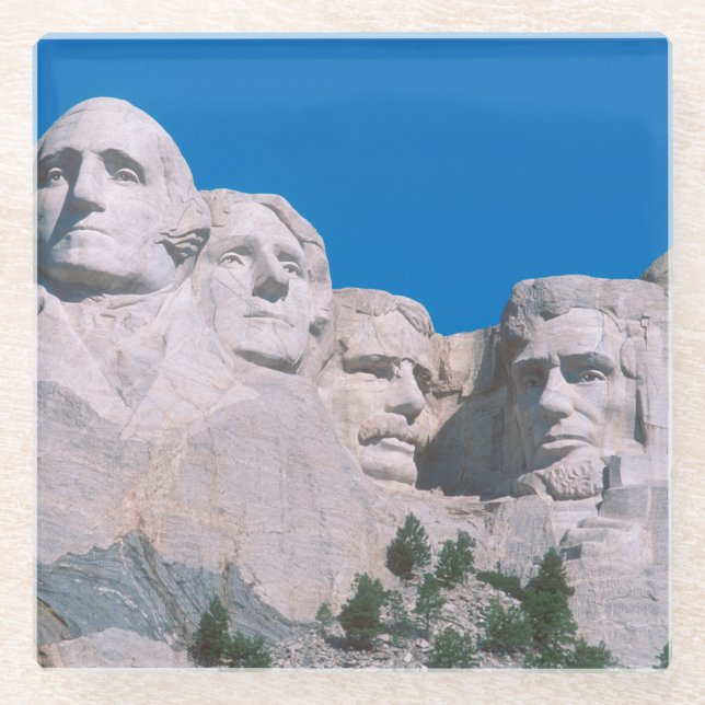 NA, USA, SD, Mount Rushmore Glass Coaster (Front)