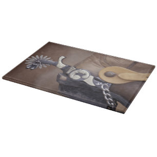 NA, USA, Texas, Lubbock Cowboy boot and spur Cutting Board