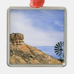 NA, USA, Texas Windmill and cliffs of Palo Duro Metal Tree Decoration