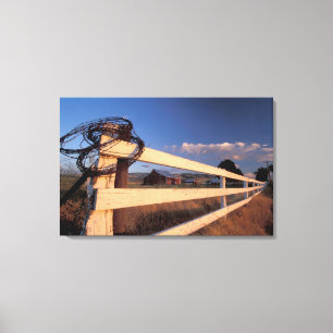 NA, USA, Washington, near Walla Walla, fence, Canvas Print