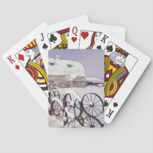NA, USA, Washington, Uniontown, White barn and Playing Cards