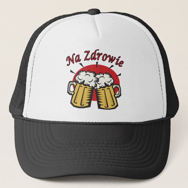 Na Zdrowie Toast With Beer Mugs Trucker Hat (Front)