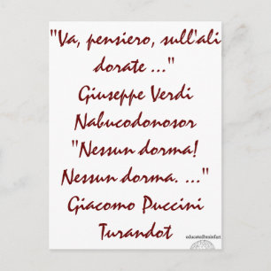Nabucco & Turandot Postcard