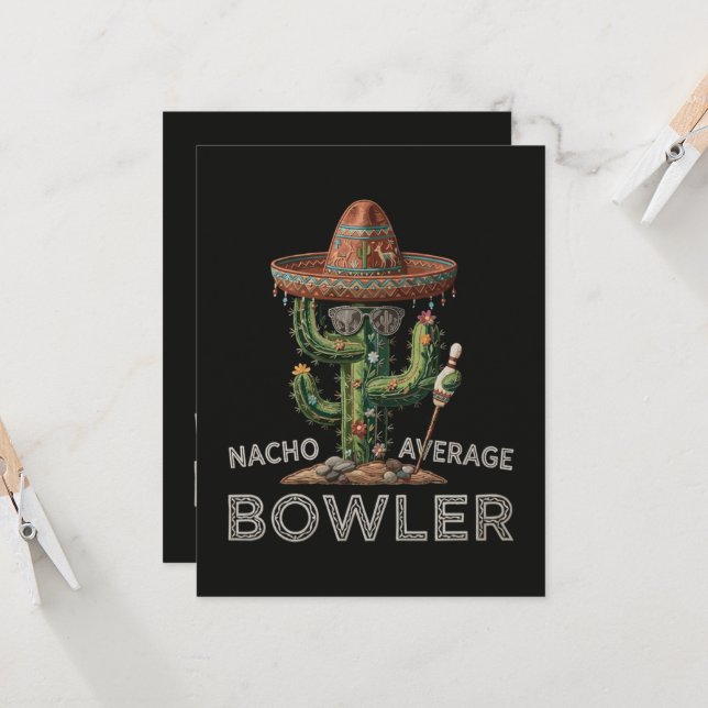 Nacho Average Bowler Fun Invitation (Front/Back In Situ)