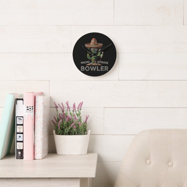 Nacho Average Bowler Fun Round Clock (Reading Room)