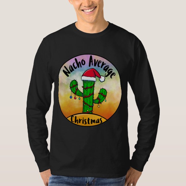 Nacho Average Christmas Tree Cactus Santa Hat and  T-Shirt (Front)
