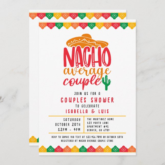 Nacho Average Couple Couples Shower Photo Invitation (Front/Back)