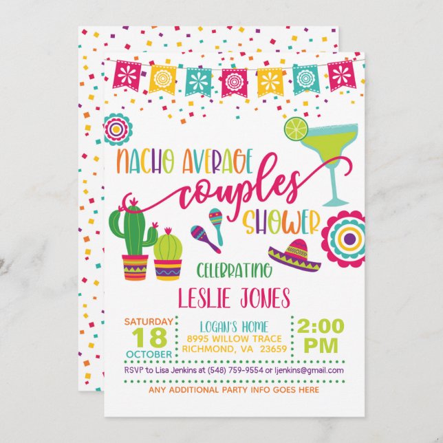 Nacho Average Couples Shower Invitation - WH (Front/Back)