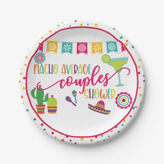 Nacho Average Couples Shower Party Plate - WH (Front)