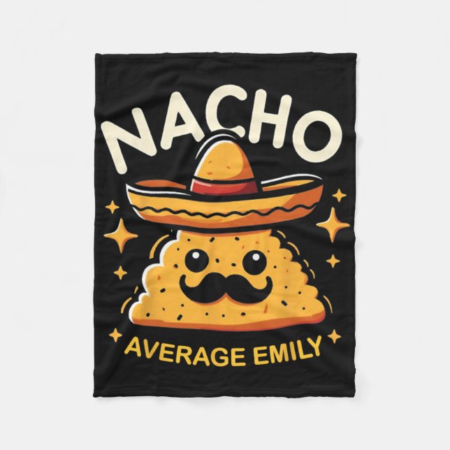 Nacho Average Emily Personalised Name Funny Mexica Fleece Blanket (Front)