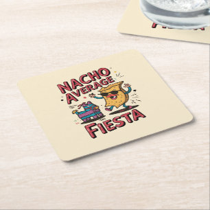Nacho Average Fiesta – Fun, Colourful Nacho Design Square Paper Coaster