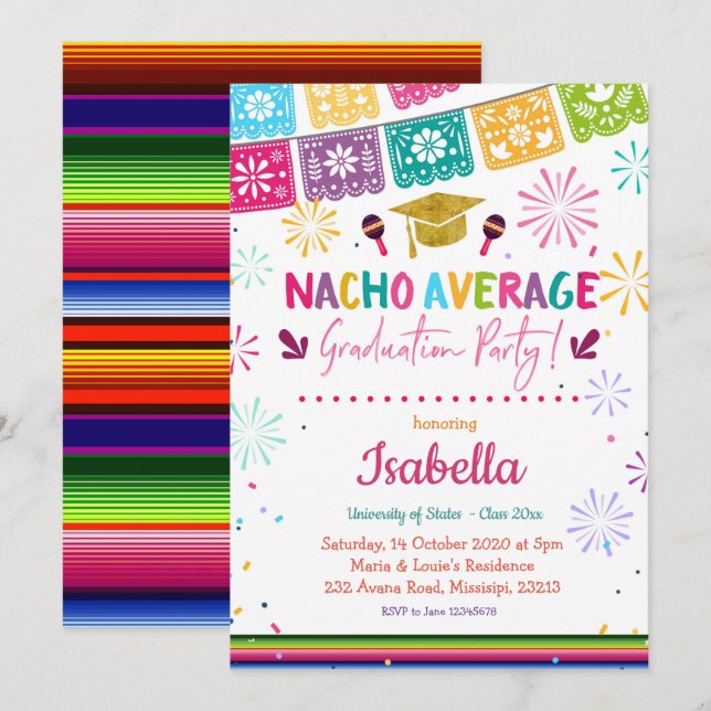 Nacho Average Graduation Mexican Party Invitation (Front/Back)