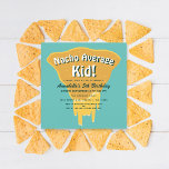 Nacho Average Kid Birthday Invitation<br><div class="desc">Celebrate your child's special day with this Nacho Average Kid Birthday design. Design features a big nacho chip dipped in cheese against a teal background. The reverse is a pattern of polka dots. You can customise this further by clicking on the "PERSONALIZE" button. Matching Items in our shop for a...</div>