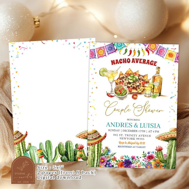 Nacho Average Margaritas Floral Couple Shower Invitation (Creator Uploaded)