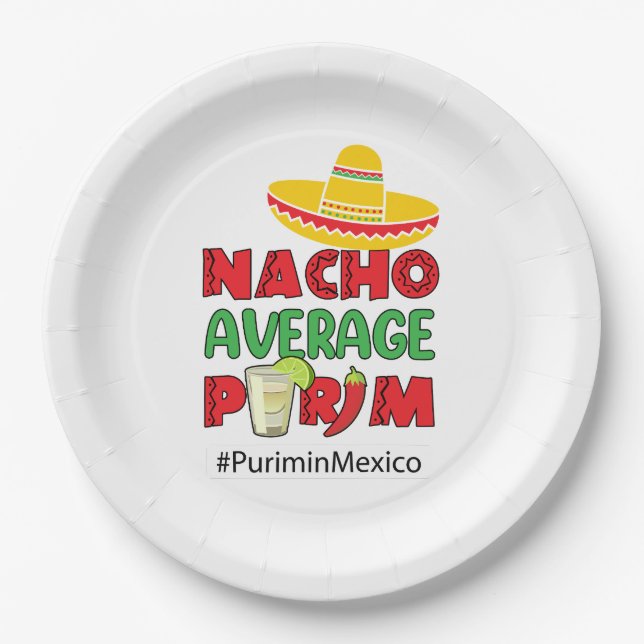 Nacho Average Purim   Square Sticker Paper Plate (Front)