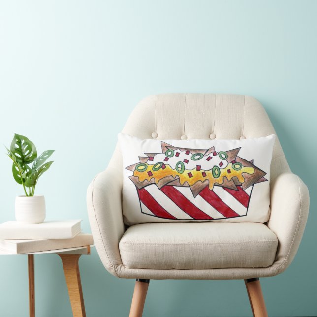 Nacho Man Cheese Tortilla Nachos Funny Food  Lumbar Cushion (Chair)