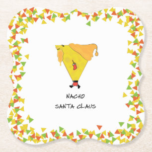 Nacho Santa with Chips Paper Coaster
