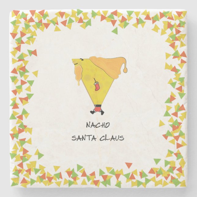 Nacho Santa with Chips Stone Coaster (Front)