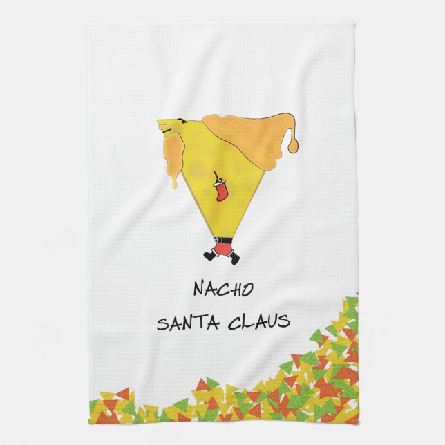 Nacho Santa with Chips Tea Towel (Vertical)