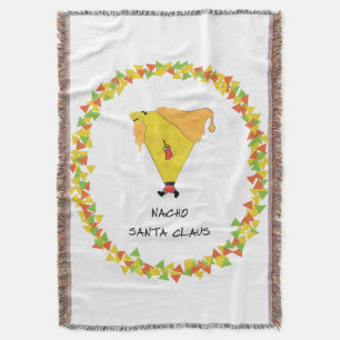 Nacho Santa with Chips Throw Blanket