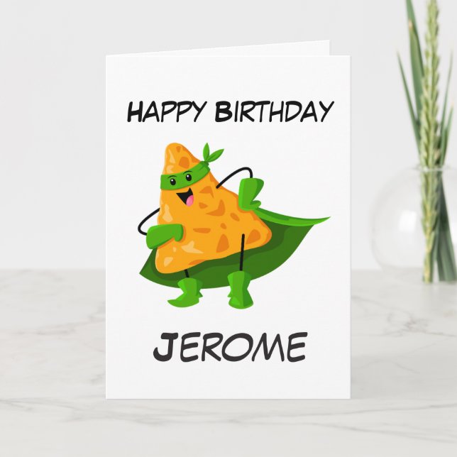 Nacho superhero kids superhero birthday cards (Front)