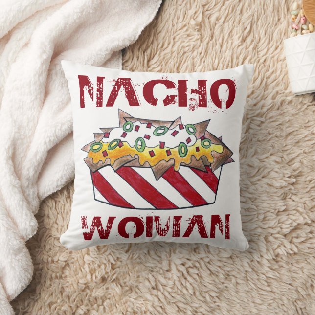 Nacho Woman Funny Foodie Feminist Nachos Chips Cushion (Blanket)