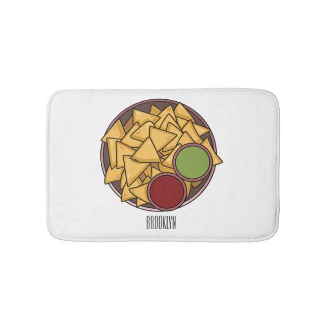 Nachos cartoon illustration  bath mat (Front)