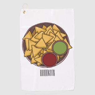 Nachos cartoon illustration golf towel