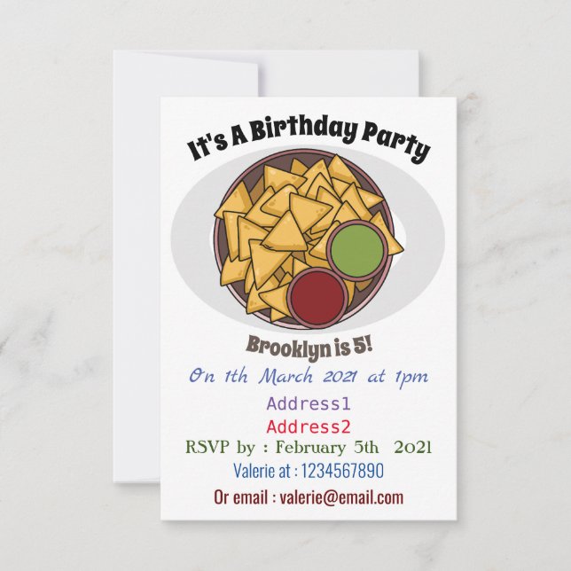 Nachos cartoon illustration invitation (Front)