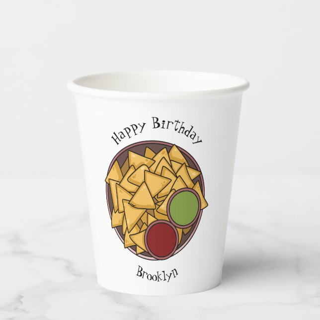Nachos cartoon illustration  paper cups (Front)