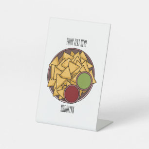 Nachos cartoon illustration pedestal sign