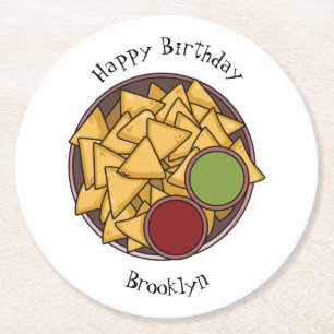 Nachos cartoon illustration  round paper coaster