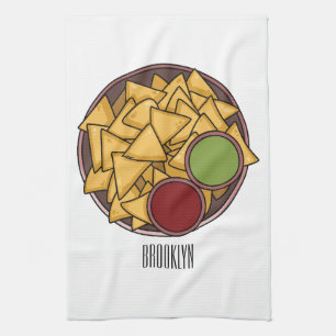 Nachos cartoon illustration tea towel