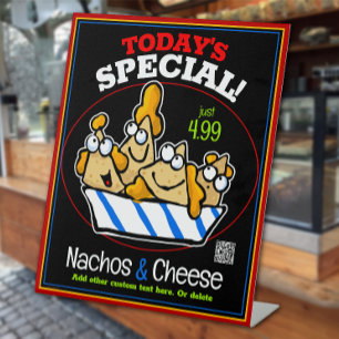 Nachos Cheese Todays Special Deli Food Truck Pedestal Sign