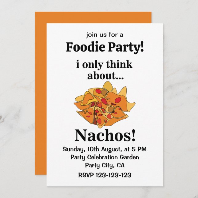 Nachos Food I Only Think About Nachos Invitation (Front/Back)