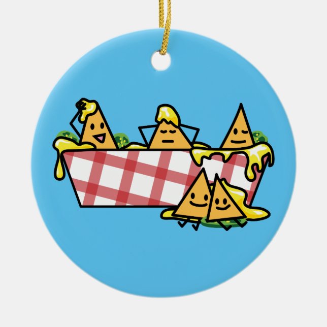 Nachos Melted Cheese Jalapeno Nacho tortilla chips Ceramic Tree Decoration (Front)