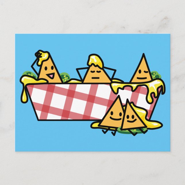 Nachos Melted Cheese Jalapeno Nacho tortilla chips Postcard (Front)