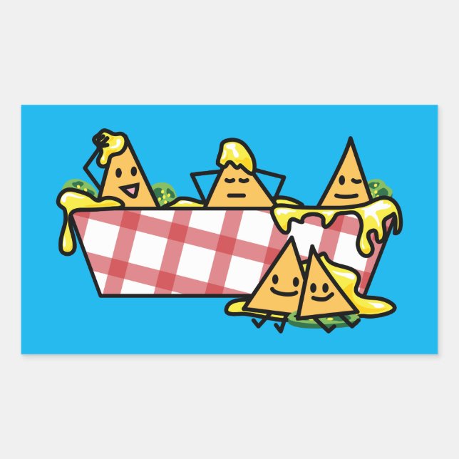Nachos Melted Cheese Jalapeno Nacho tortilla chips Rectangular Sticker (Front)