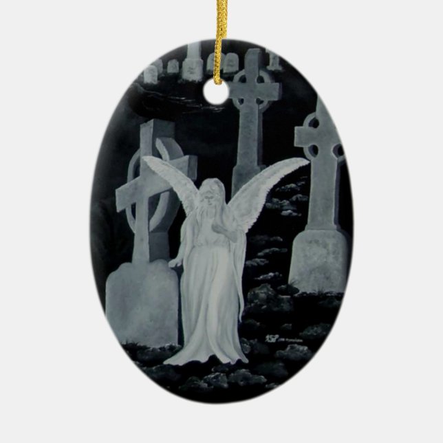 Nachts auf dem Friedhof - Engel Ceramic Tree Decoration (Front)