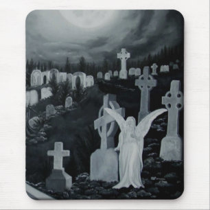 Nachts auf dem Friedhof - Engel Mouse Pad