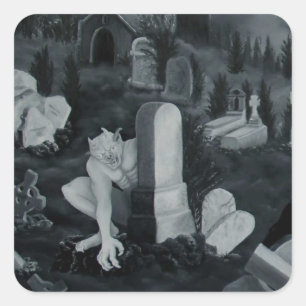 Nachts auf dem Friedhof - Teufel Square Sticker