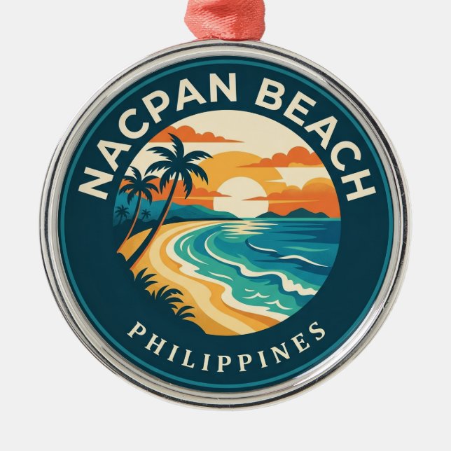 Nacpan Beach Philippines Metal Tree Decoration (Front)